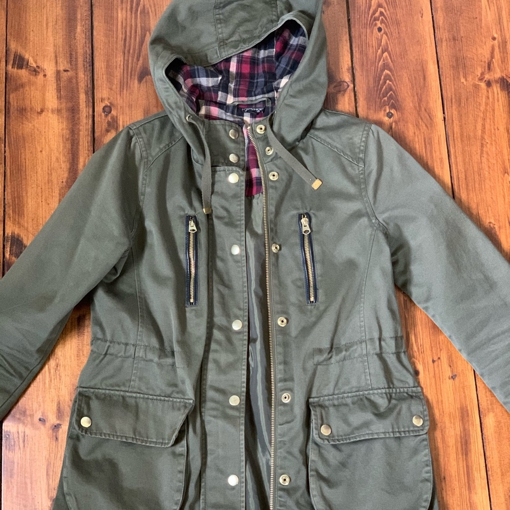 TopShop Green anorak coat